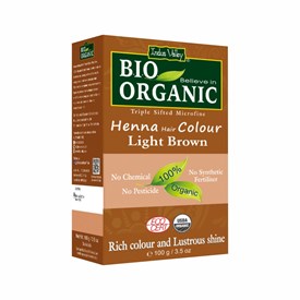 Bio ORGANIC Henna Hair Colour Light Brown, 100g, Indus Valley