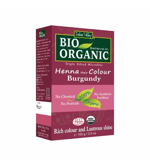 Bio ORGANIC Henna Hair Colour Burgundy, 100g,  Indus Valley