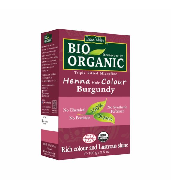 Bio ORGANIC Henna Hair Colour Burgundy, 100g,  Indus Valley