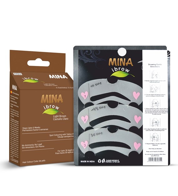 Ibrow LIGHT BROWN Coloring and Stencil Kit Combo, Mina