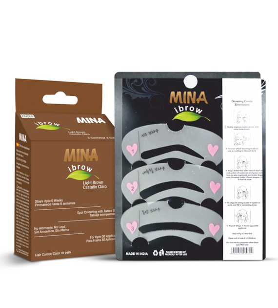 Ibrow LIGHT BROWN Coloring and Stencil Kit Combo, Mina