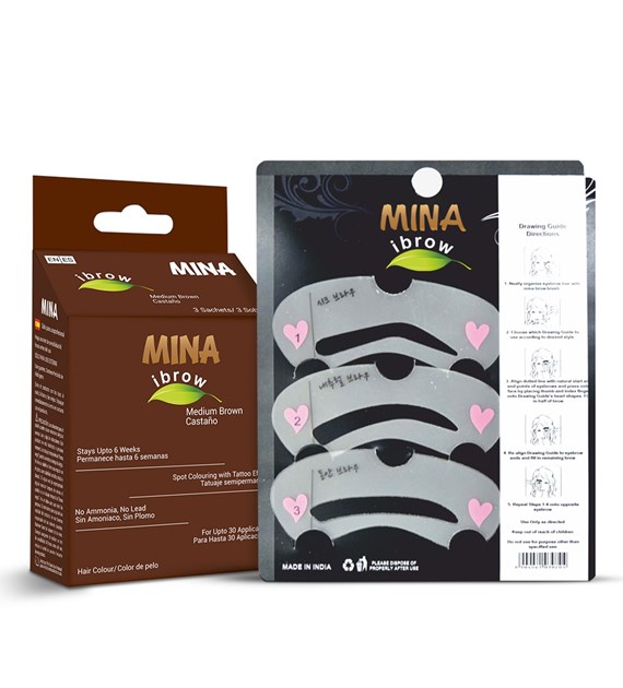 Ibrow Medium brown Coloring and Stencil Kit Combo, Mina