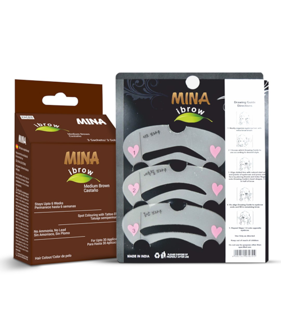 Ibrow Medium brown Coloring and Stencil Kit Combo, Mina
