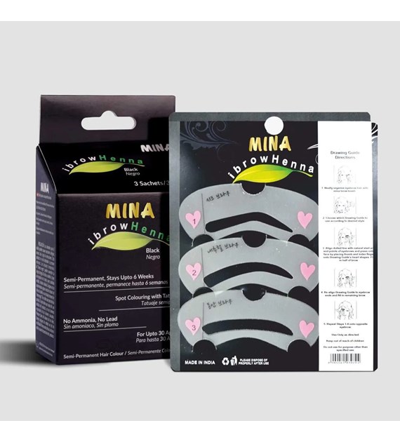 Ibrow Black Coloring and Stencil Kit Combo, Mina