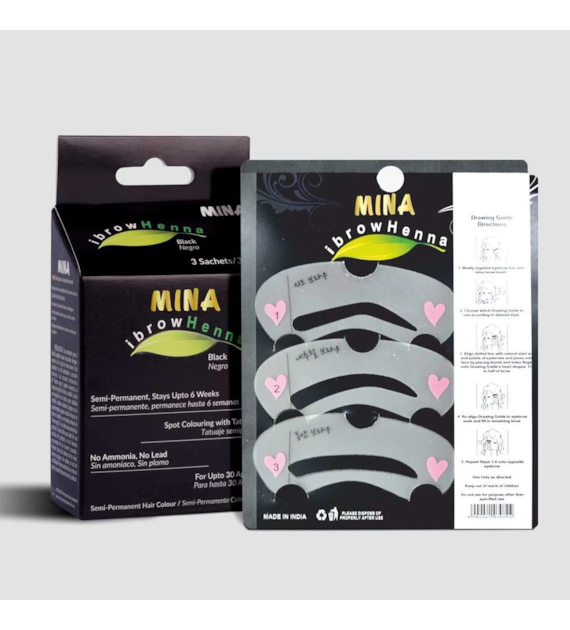 Ibrow Black Coloring and Stencil Kit Combo, Mina