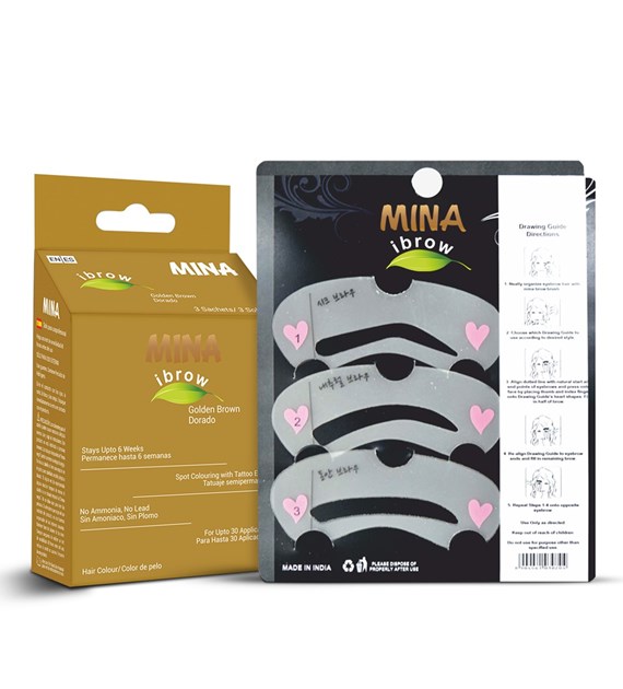 Ibrow Golden Brown Coloring and Stencil Kit Combo, Mina