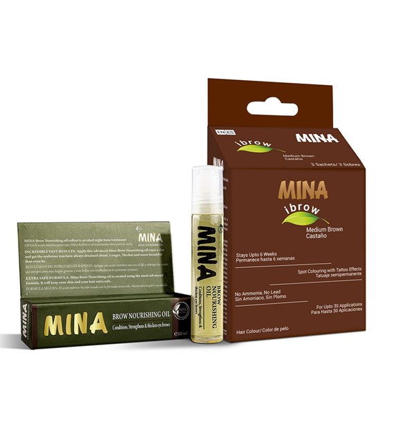 Ibrow Medium Brown Tint Kit with Nourishing Oil, Mina