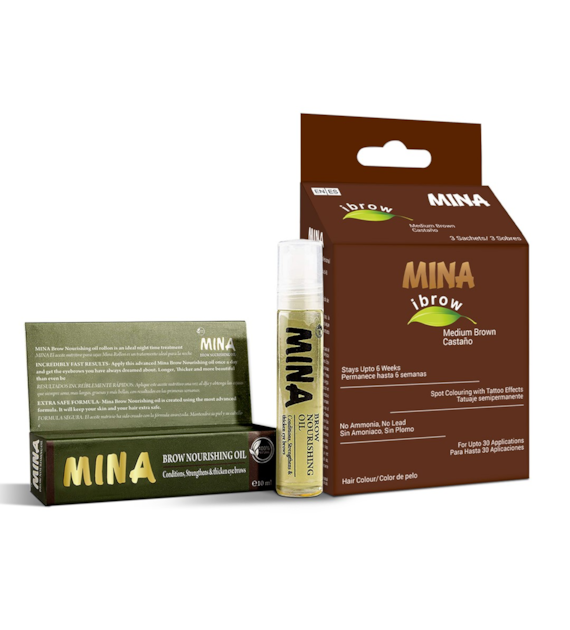 Ibrow Medium Brown Tint Kit with Nourishing Oil, Mina