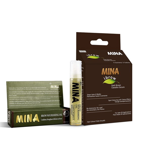 MINA ibrow Dark Brown Tint Kit with Nourishing Oil, Mina