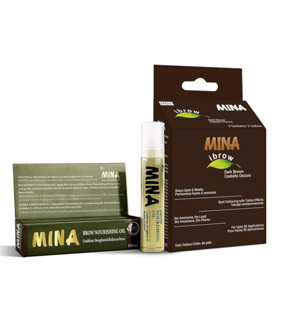 MINA ibrow Dark Brown Tint Kit with Nourishing Oil, Mina