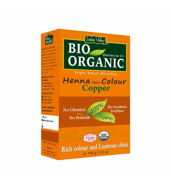 Bio ORGANIC Henna Hair Colour Copper, 100g, Indus Valley