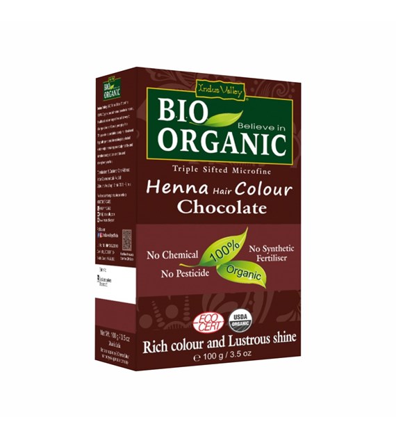 Bio ORGANIC Henna Hair Colour Chocolate, 100g, Indus Valley