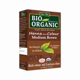Bio ORGANIC Henna Hair Colour Medium Brown, 100g, Indus Valley