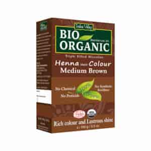 Bio ORGANIC Henna Hair Colour Medium Brown, 100g, Indus Valley