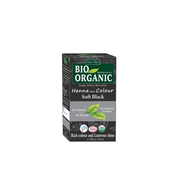 Bio ORGANIC Henna Hair Colour Soft Black, 100g, Indus Valley