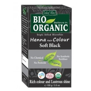 Bio ORGANIC Henna Hair Colour Soft Black, 100g, Indus Valley