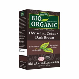 Bio ORGANIC Henna Hair Colour, Dark Brown, 100g, Indus Valley