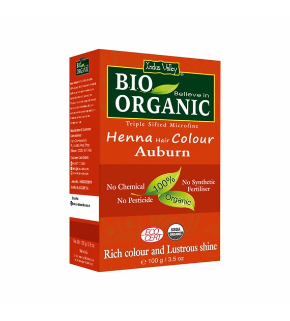 Bio ORGANIC Henna Hair Colour Aburn, 100g, Indus Valley