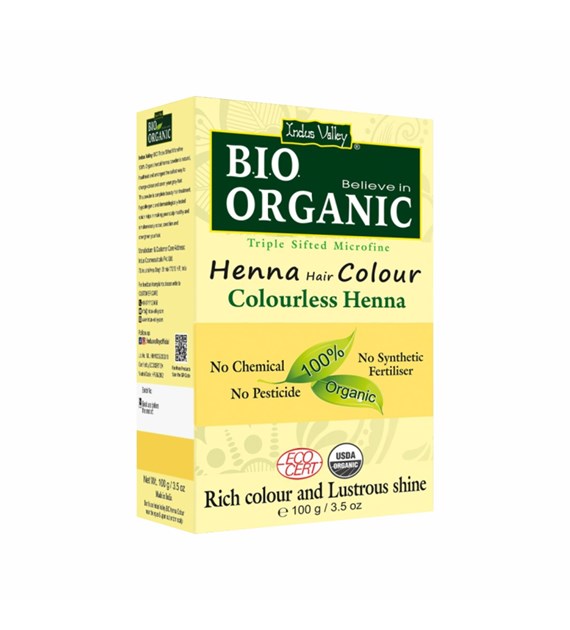 Bio ORGANIC Henna Hair Colour COLORLESS,100g, Indus Valley