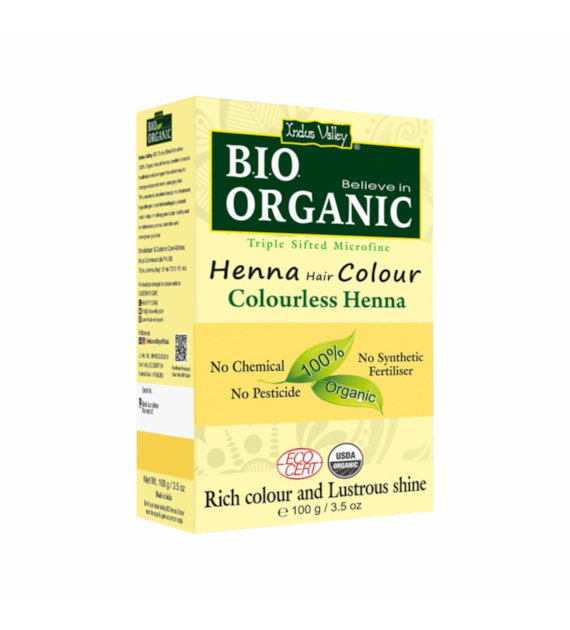Bio ORGANIC Henna Hair Colour COLORLESS,100g, Indus Valley