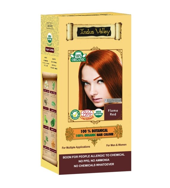 100% Botanieal Hair Colour, Flame Red, 120g, Indus Valley