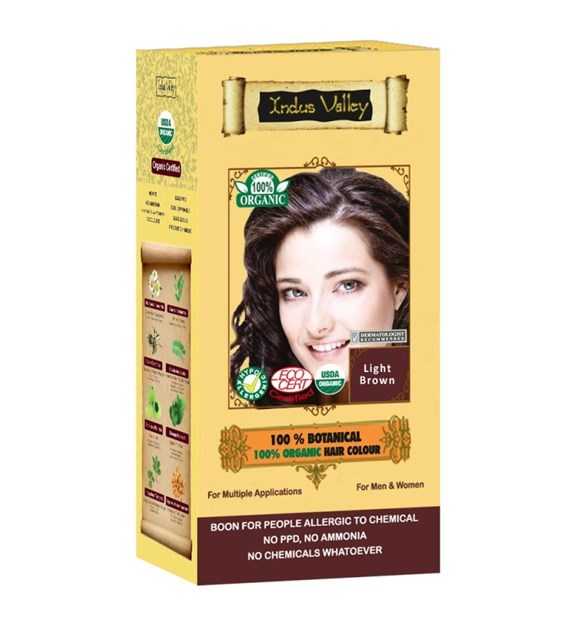 100% Botanieal Hair Colour, Light Brown, 120g, Indus Valley