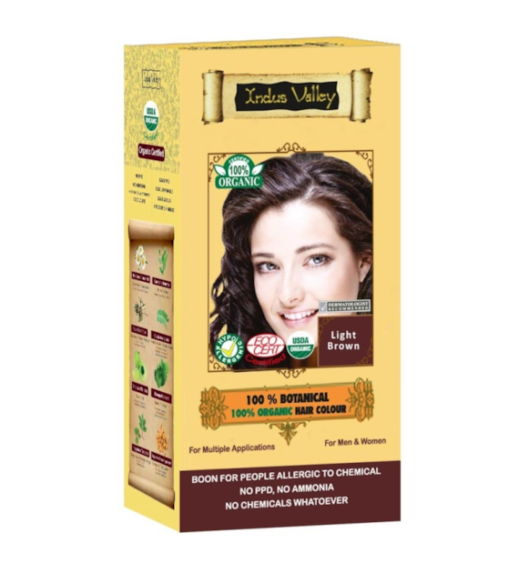 100% Botanieal Hair Colour, Light Brown, 120g, Indus Valley