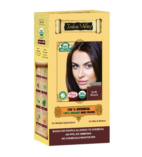 100% Botanieal Hair Colour Soft Black , 120g, Indus Valley