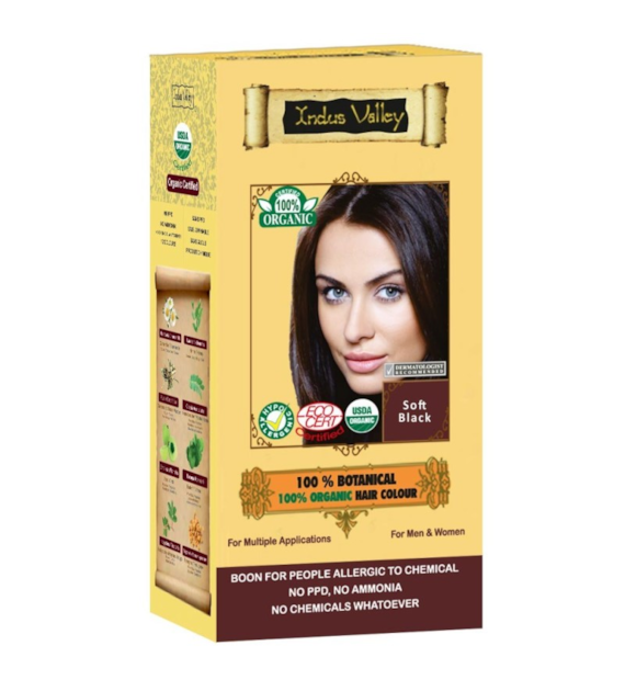 100% Botanieal Hair Colour Soft Black , 120g, Indus Valley