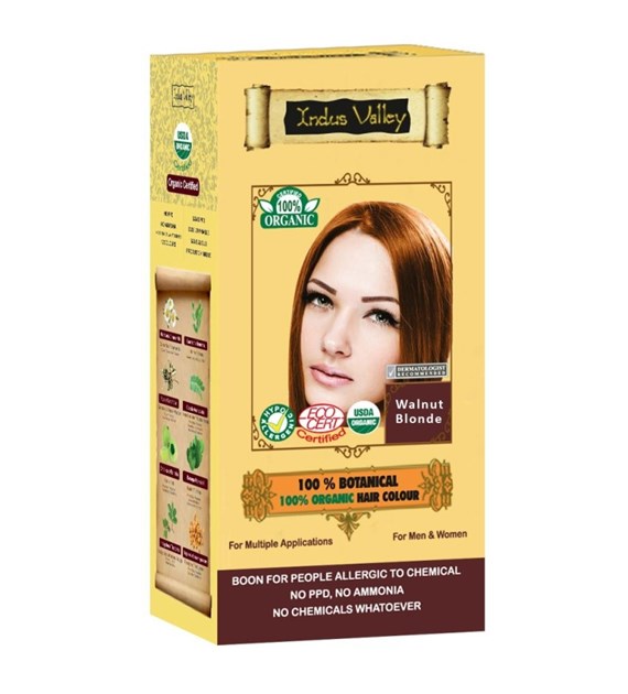 100% Botanieal Hair Colour, Walnut Blonde, 120g, Indus Valley