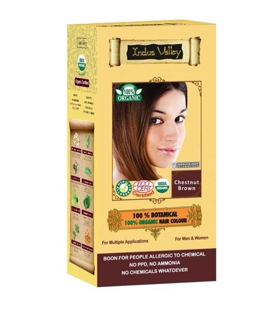 100% Botanieal Hair Colour, Chestnut Brown, 120g, Indus Valley