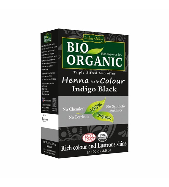 Bio ORGANIC Henna Hair Colour, Indus Black, 100g, Indus Valley