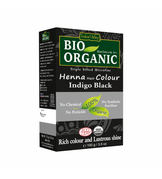 Bio ORGANIC Henna Hair Colour, Indigo Black, 100g, Indus Valley