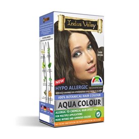 100% Botanical Aqua Colour For Sensitive and Allergy Prone Scalp - Dark Brown, 220g, Indus Valley