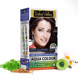 100% Botanical Aqua Colour For Sensitive and Allergy Prone Scalp - Light brown, 220g, Indus Valley