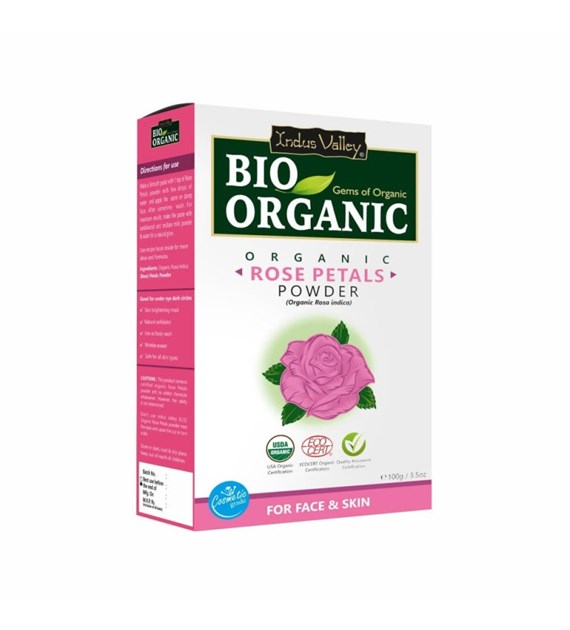 Bio Organic Rose Petals Powder, 100g, Indus Valley