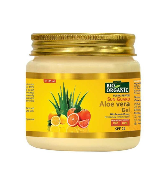 Bio Organic Ultra Repair Sun Guard Aloe Vera Gel With Lemon & Orange, 175ml, Indus Valley