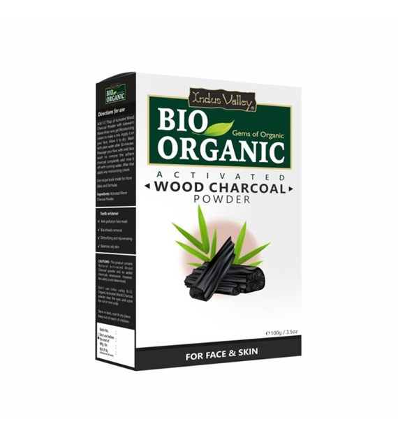 Bio Organic Activated Wood Charcoal Powder, 100g, Indus Valley