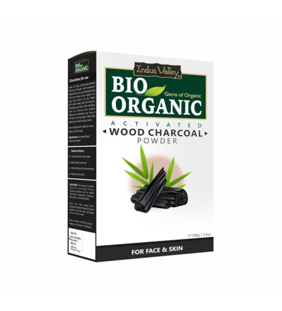 Bio Organic Activated Wood Charcoal Powder, 100g, Indus Valley