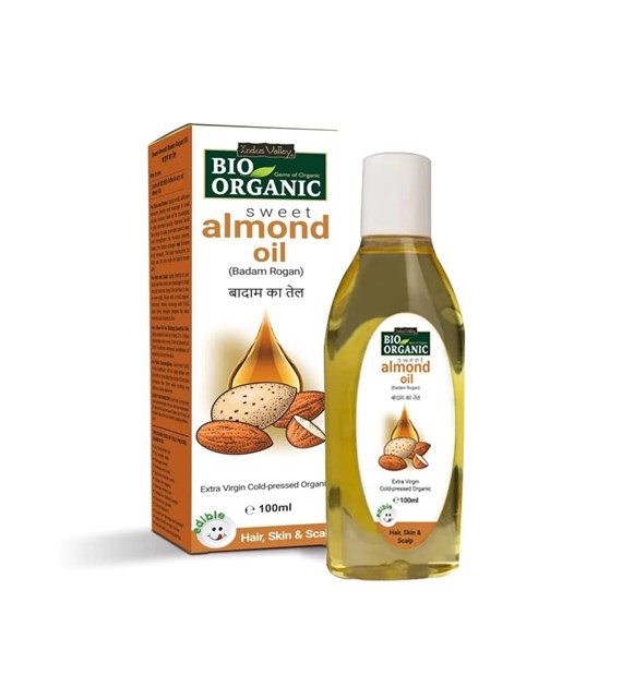 Bio Organic Sweet Almond Oil for Hair and Skin, 200ml, Indus Valley