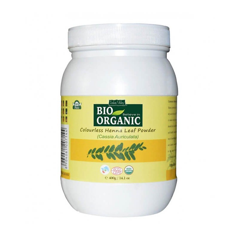 Bio Organic Colourless Henna Leaf Powder(Cassia), 400 g, Indus Valley