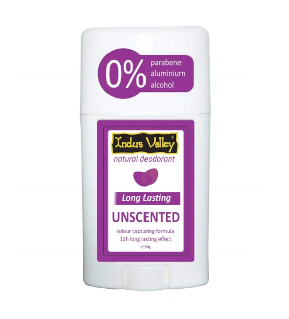 Unscented Natural Deodorant Stick, 50g, Indus Valley