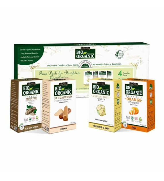 Bio Organic Face Pack For Brighten Complexion DIY Combo Beauty Kit, 120g,  Indus Valley
