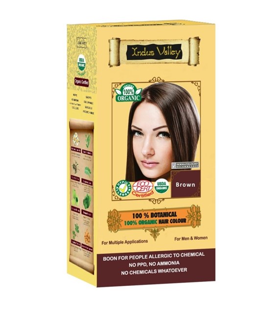 100% Botanieal Hair Colour Brown, 120g, Indus Valley