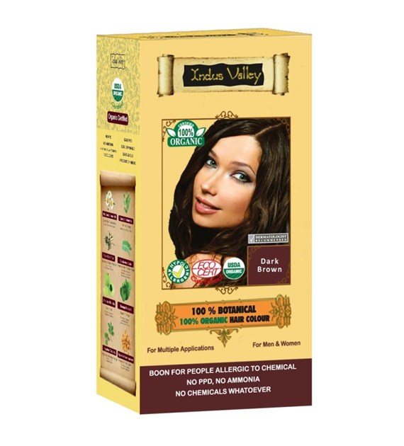 100% Botanieal Hair Colour Dark Brown, 120g, Indus Valley