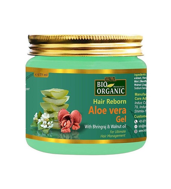 Hair Reborn Aloe Vera Gel With Bhringraj & Walnut Oil, 175 ml, Indus Valley