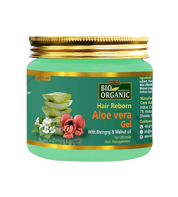 Hair Reborn Aloe Vera Gel With Bhringraj & Walnut Oil, 175 ml, Indus Valley