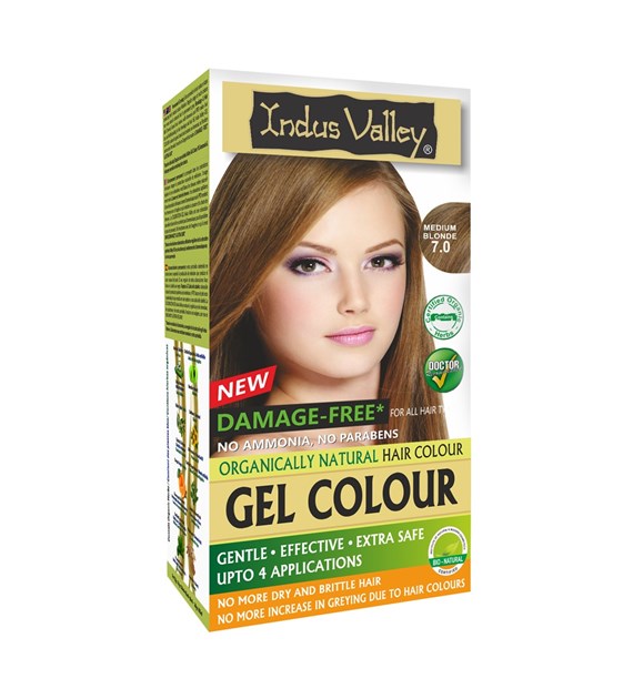 Gel colour, Medium Blonde, 7.00, 220g, Indus Valley