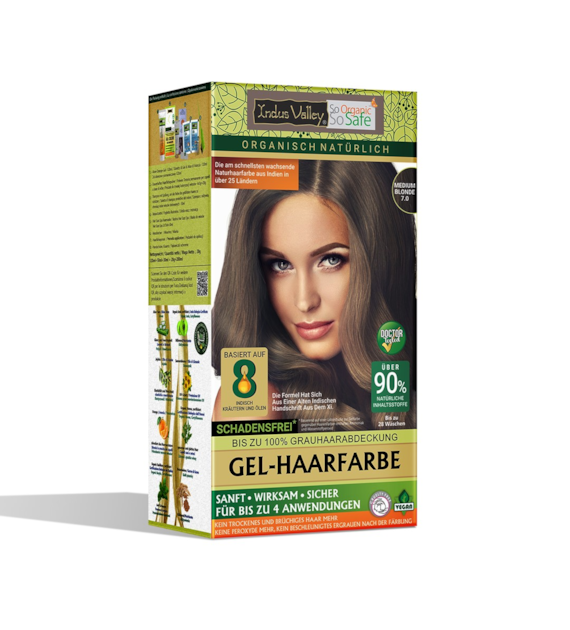 Gel colour, Medium Blonde, 7.00, 220g, Indus Valley