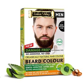 Damage Free Beard Colour Dark Brown - (78ml + 8g), Indus Valley